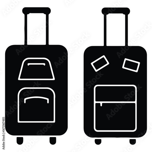 Two Suitcases Side by Side Symbolizing Travel and Vacations with Modern Minimalist Design for Web and Print Use