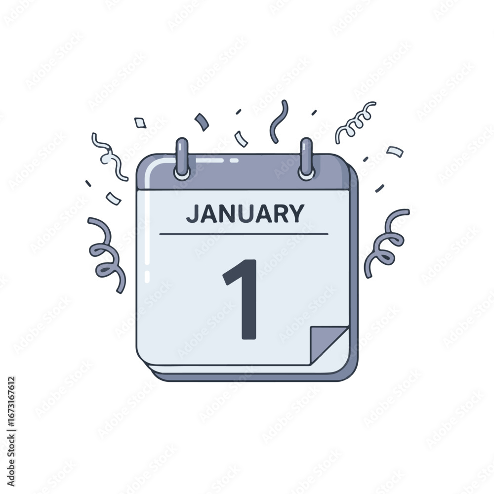Fototapeta premium January 1st Celebrating the New Year with a Festive Calendar Illustration