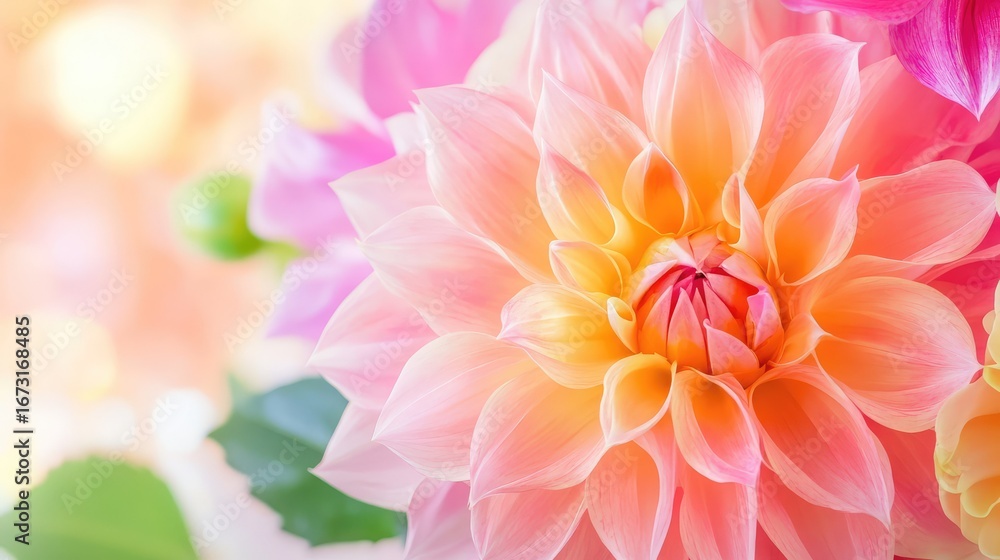 Fototapeta premium Colorful floral detail with soft blur, emphasizing gentle textures and vibrant natural hues