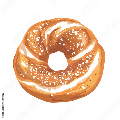 flat vector of soft pretzel with salt, classic street snack