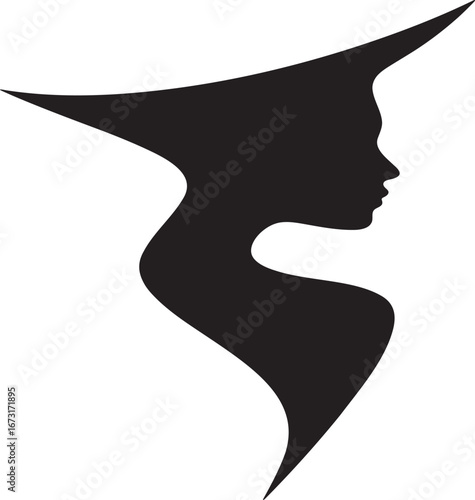 Elegant Silhouette of a Woman with Sharp Edges Depicting Femininity and Style in an Abstract Minimalist Design