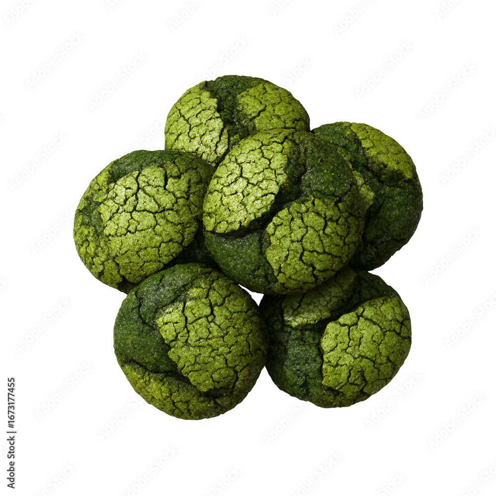 Fototapeta premium Delicious Matcha Green Tea Cookies A Collection of Cracked and Textured Biscuits