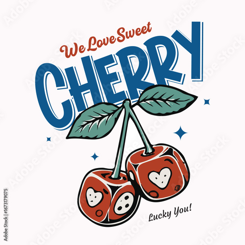 Cherry fruit print. Nature fruit print design. Cherry farm artwork. Organic food artwork for for t-shirt. Fruit vintage t-shirt design. womens girls graphics.