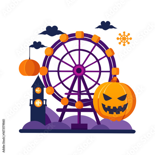 vector illustration of a ferris wheel