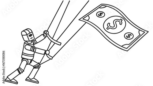 Puppet Controlling Money with Strings - Financial Manipulation Concept