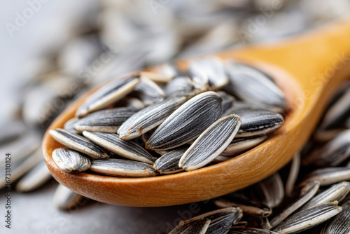Wallpaper Mural Macro of sunflower seeds in wooden spoon Torontodigital.ca