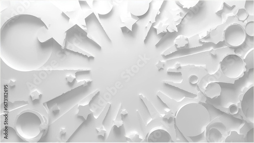3D White Paper Explosion Background with Shadows