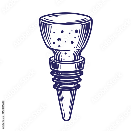 Detailed hand drawn wine bottle cork stopper vintage illustration isolated on white background