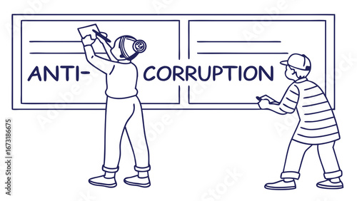 People Writing 'Anti-Corruption' Message Illustration for Social Awareness