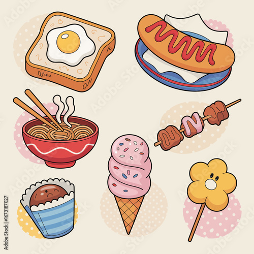 Street Food Cart Vector | Snack Stall Illustration | Mobile Food Vendor Icon Design