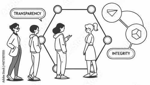 Business Collaboration & Ethics: Team Discussing Transparency & Integrity Concepts