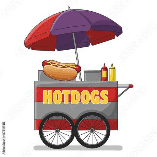 Street Food Cart Vector | Snack Stall Illustration | Mobile Food Vendor Icon Design