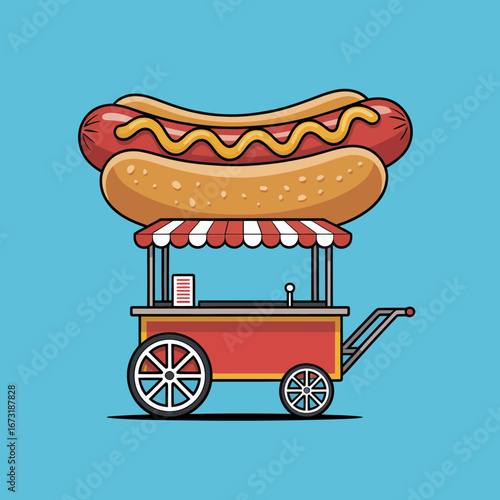 Street Food Cart Vector | Snack Stall Illustration | Mobile Food Vendor Icon Design