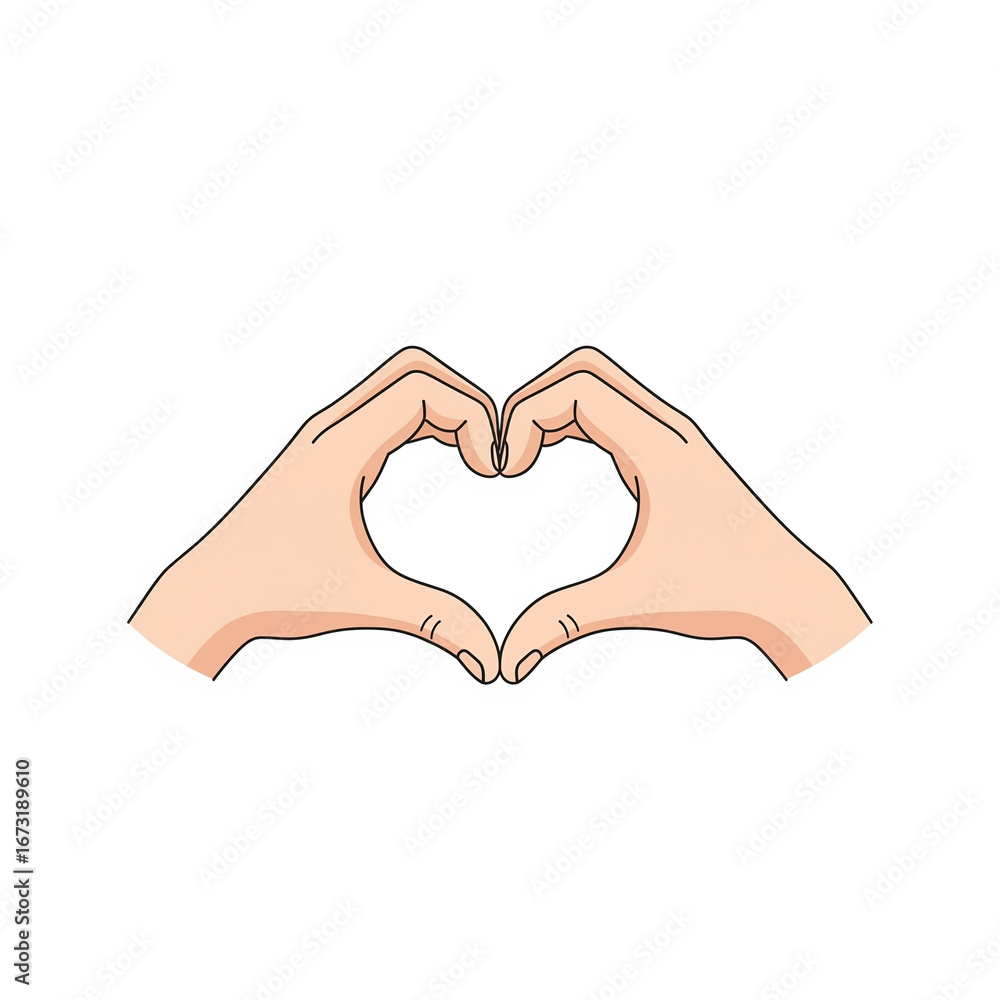 Fototapeta premium A simple and clean icon illustration of two hands forming a heart shape. This scalable image is perfect for representing love copy