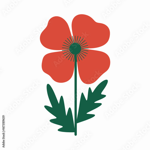 red flower isolated on white background