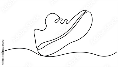 One continuous single drawing line art flat doodle shoe, sandal, fashion, style, woman, foot, beauty, elegant. One line drawing Sandals vector. Footwear outline line design. Slippers single line.