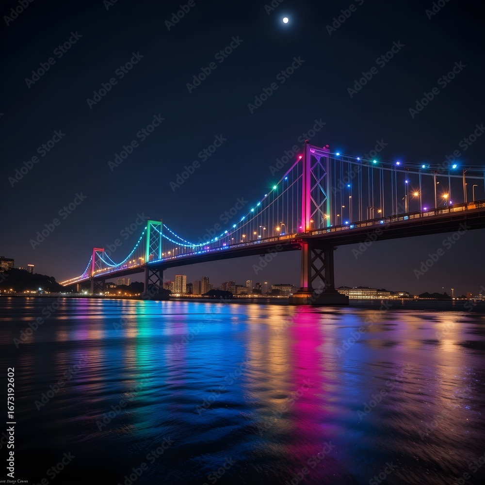 Obraz premium Modern City Bridge at Night