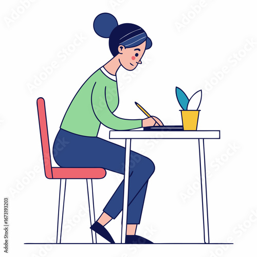 Woman writing on a notebook