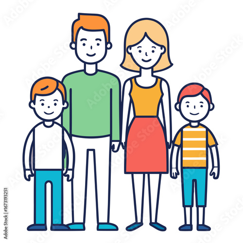 family of four standing together 
