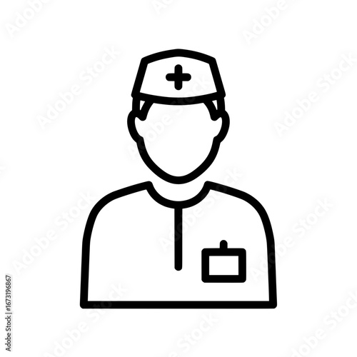 Healthcare professional in scrubs and cap with transparent background