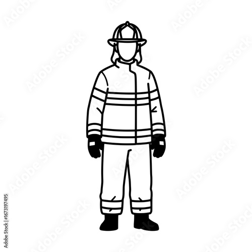 Firefighter in uniform with transparent background