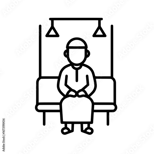 Person sitting on a bench with transparent background