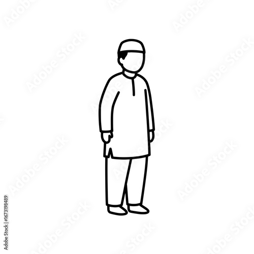 Standing man in traditional attire with transparent background