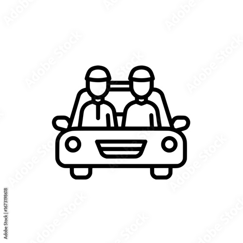 Car with two passengers with transparent background