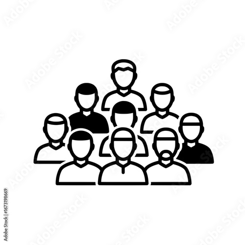 Group of diverse people standing together with transparent background