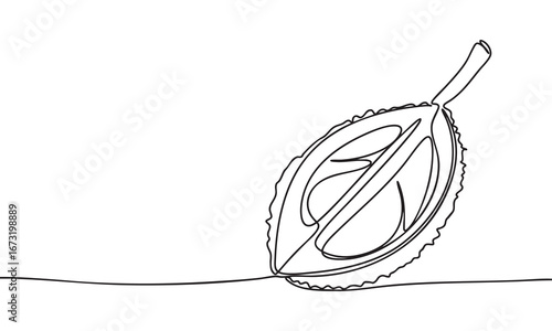 Durian Fruit in Continuous Line Art Style