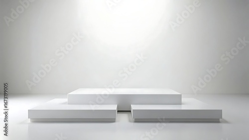 Wallpaper Mural Minimalist white podiums of varying heights on a white background, isolated on white background Torontodigital.ca