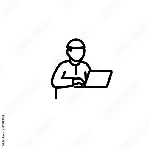 Person working on laptop with transparent background