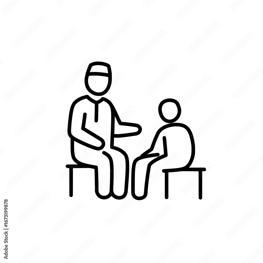 Fototapeta premium Parent and child sitting discussion with transparent background