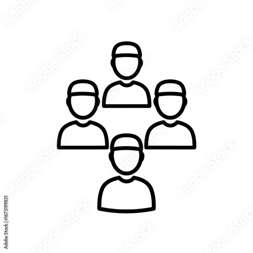 Team of four people wearing caps with transparent background