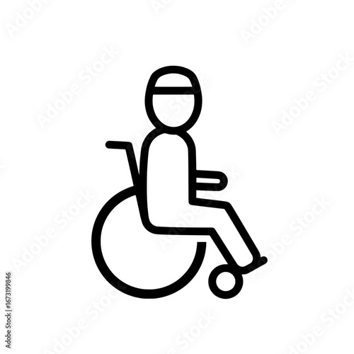 Person in wheelchair sitting down with transparent background