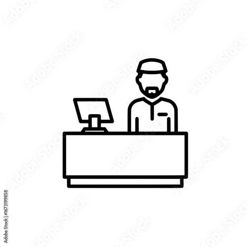 Receptionist at a front desk with transparent background