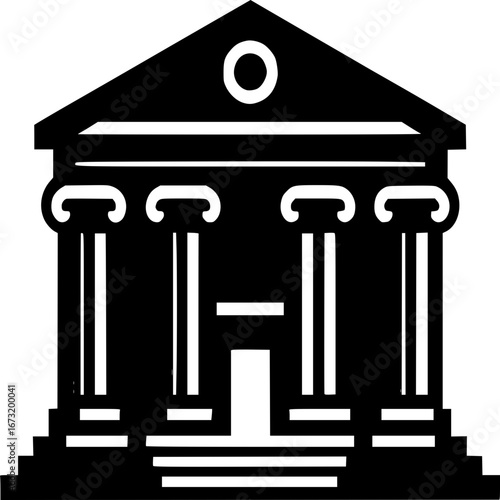 Architectural Elegance: The striking silhouette of a neoclassical building, with its imposing columns and symmetrical facade, standing tall against the backdrop of time.