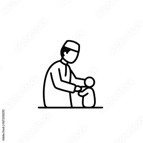 Parent and child interaction on black background with transparent background