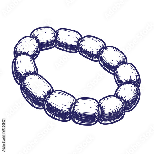 Hand drawn vintage style bracelet with rounded rectangular beads jewelry design element