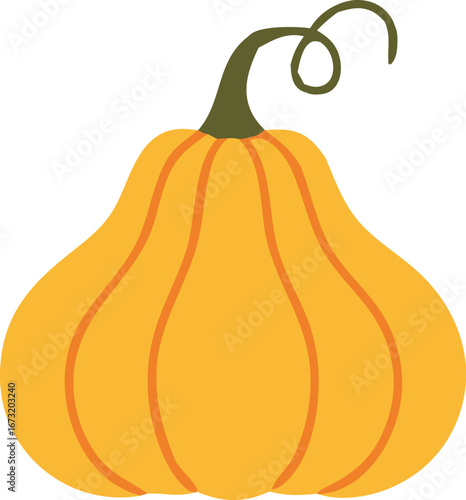 Autumn Yellow Squash Illustration in Flat Vector Style