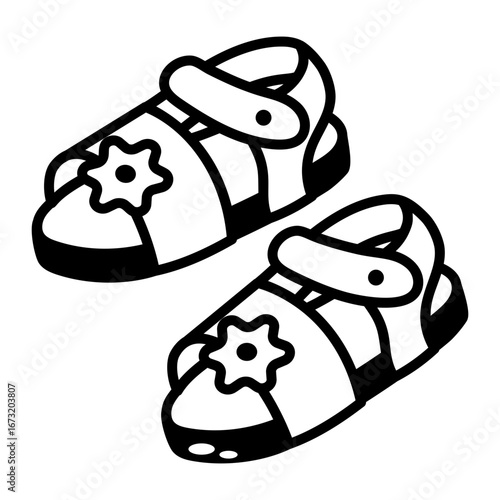 A hand drawn style icon showing kid shoes
