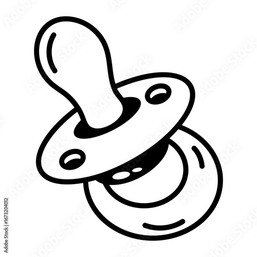 A doodle style icon representing a pacifier
