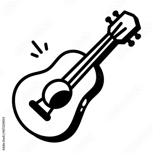 A doodle style icon representing a guitar

