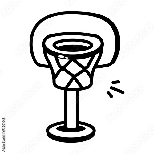 A doodle style icon representing a basketball hoop
