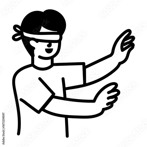 A sketchy style icon showing a blindfold game
