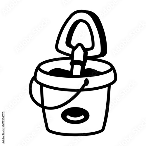 A drawing style icon showing a sand bucket