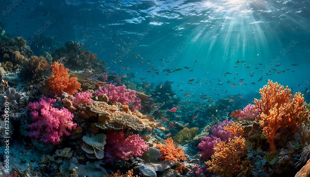 Fototapeta premium coral reef and diver