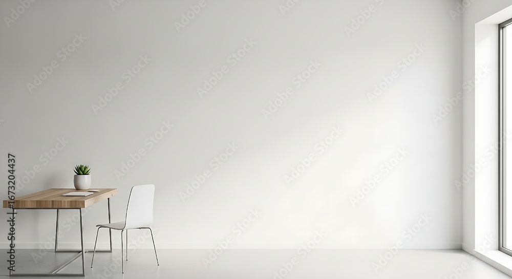 Obraz premium Minimalist Workspace with Ample Copy Space and Natural Light