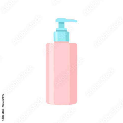 Pastel Pink Pump Bottle with Light Blue Dispenser Top.