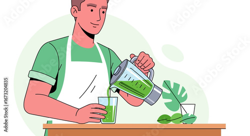 Preparing Healthy Drink Smoothies With Fresh Fruits And Vegetables In A Modern Design